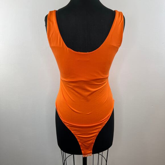 Princess Polly Orange Square Neck Scoop Back Sleeveless Bodysuit One Piece 12 - Picture 5 of 7